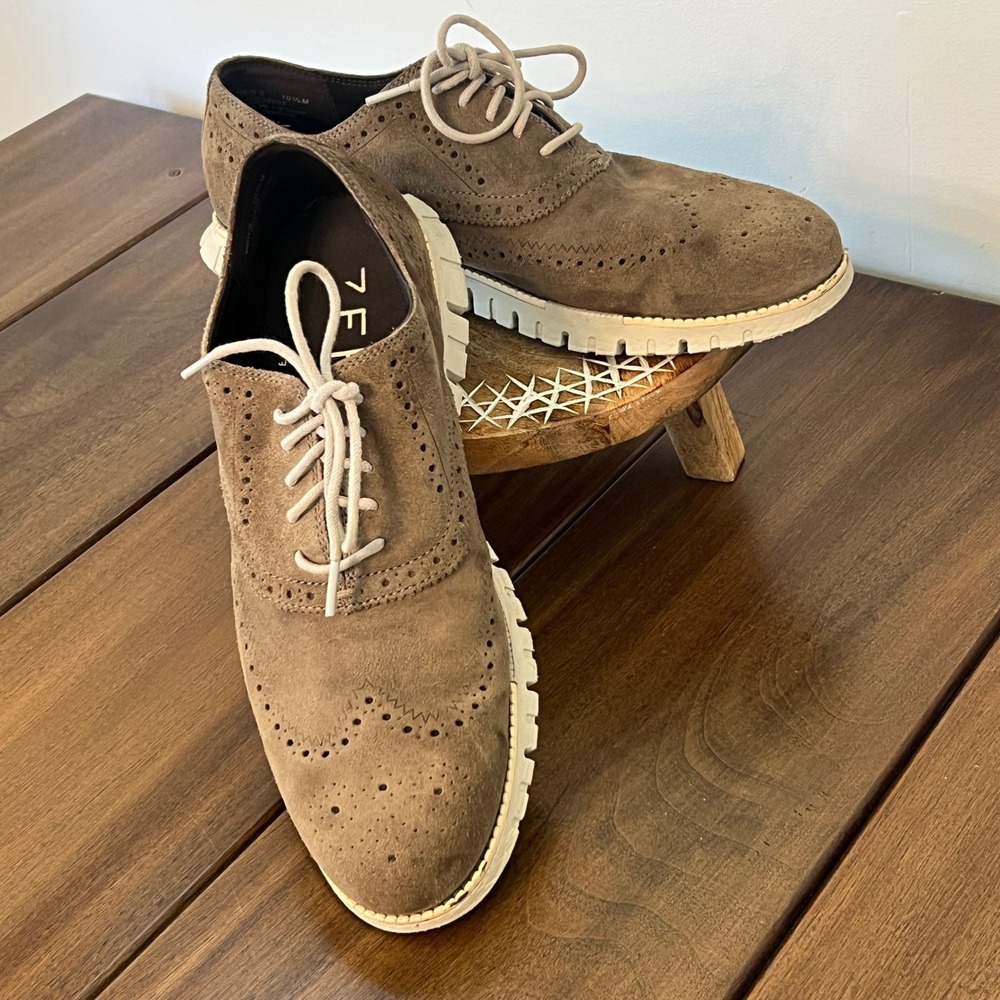 Cole Haan Zerogrand Remastered Wingtip Oxford Brown Suede C39605 Mens 10.5 M